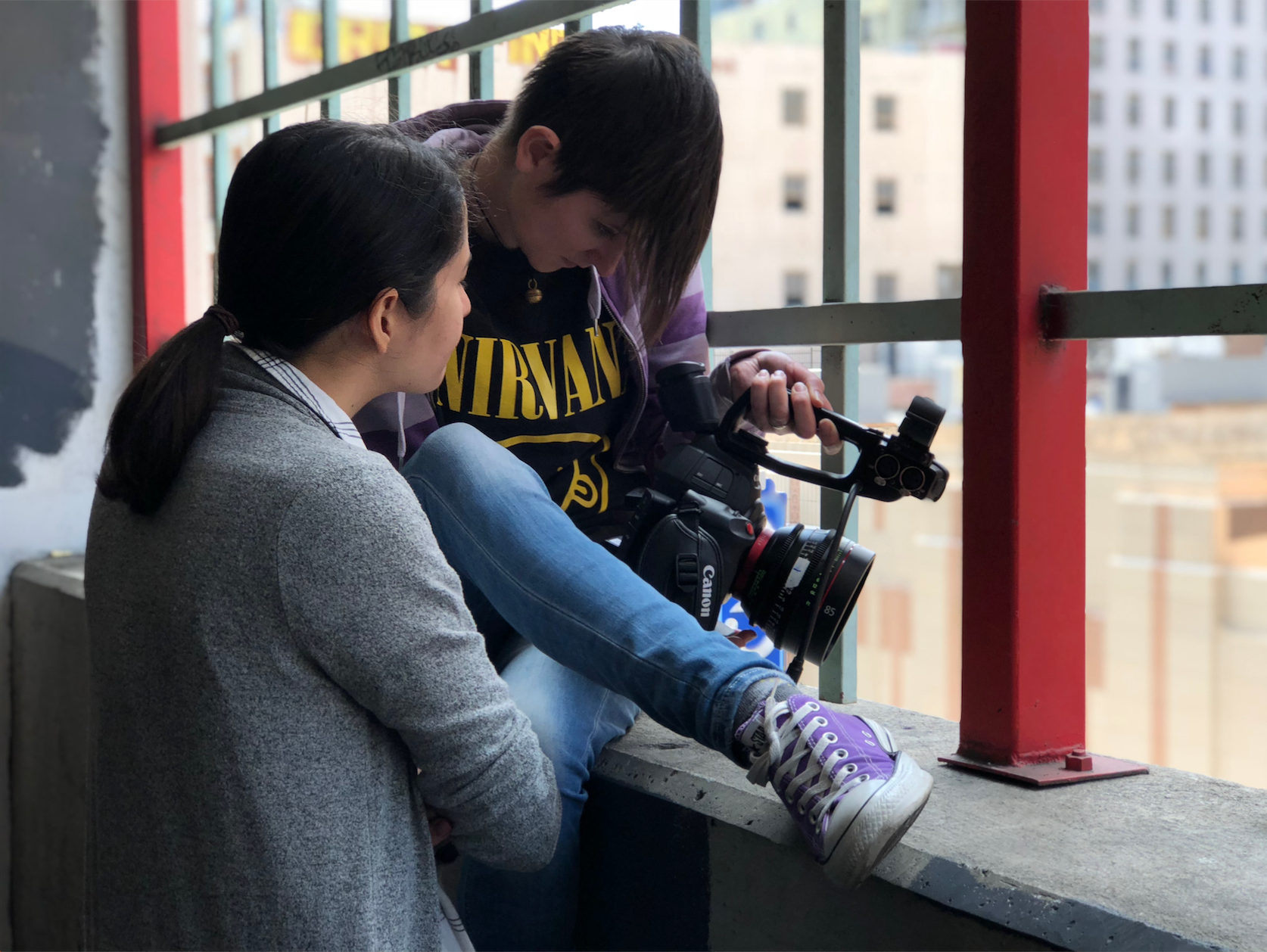 Director Muslima and Martina Filming Scene For "Veins of Life"