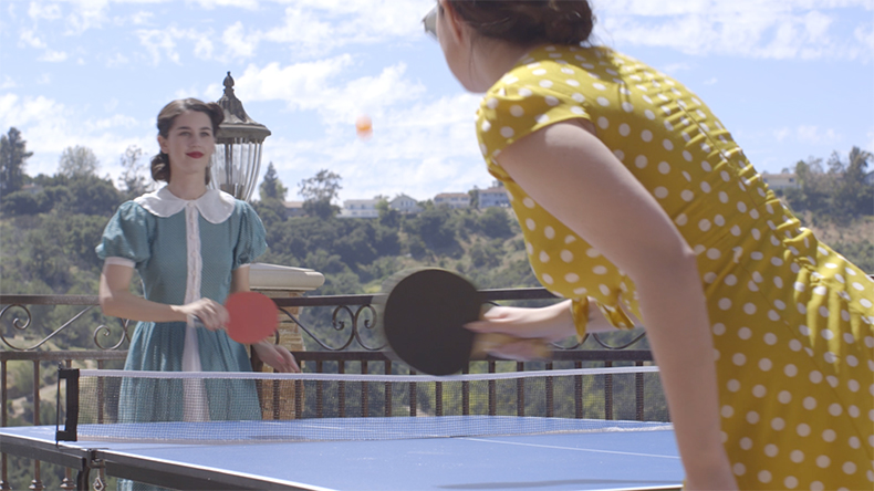 UCLA Extension student Senay Coker and Actress Sarah Haigh at Film Location for "Boots"